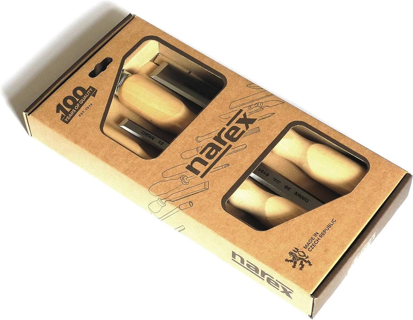 Narex Bevel Edge Chisel Set with Wooden Handles, Set of 4 pcs