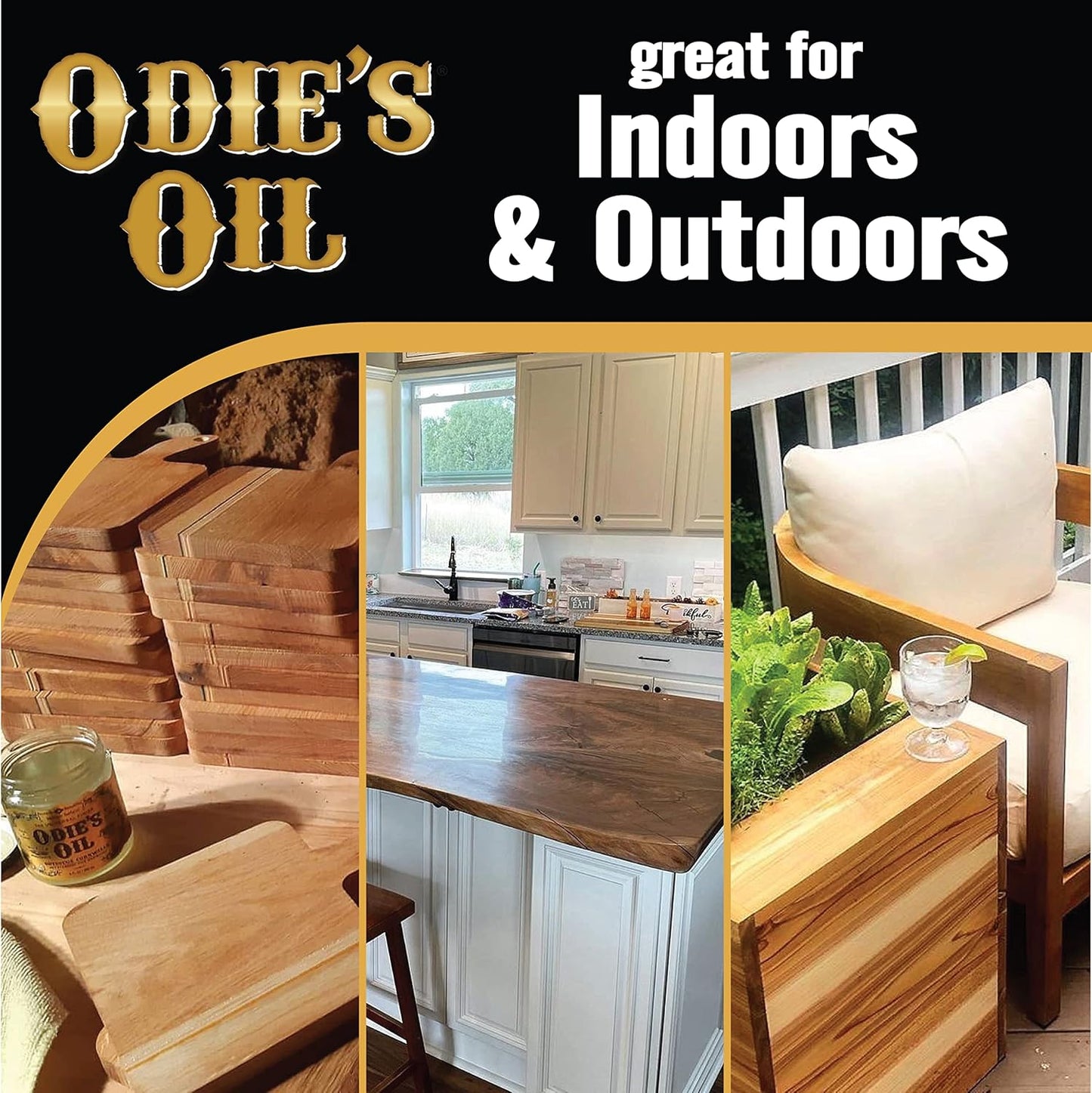 Odie's Oil • Universal Finish for Wood • Leather • Plastic • Vinyl • Metal and More • 9 Ounce Glass Jar • Food Safe and Solvent Free Non Toxic Finish