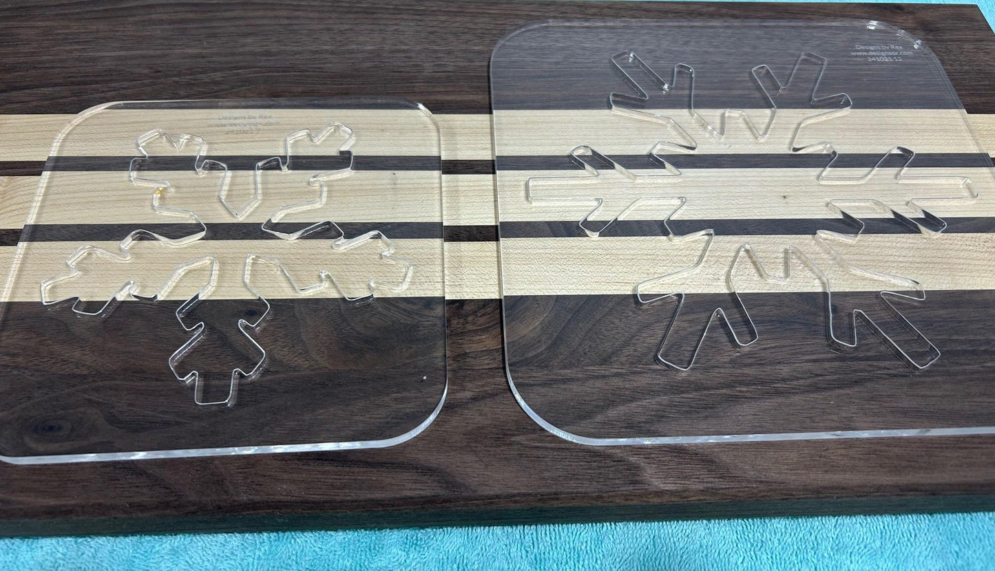 Snowflake Router Templates (Clear Acrylic) Holiday Christmas Router Templates for Woodworking and DIY Crafting Stencil 1/4"