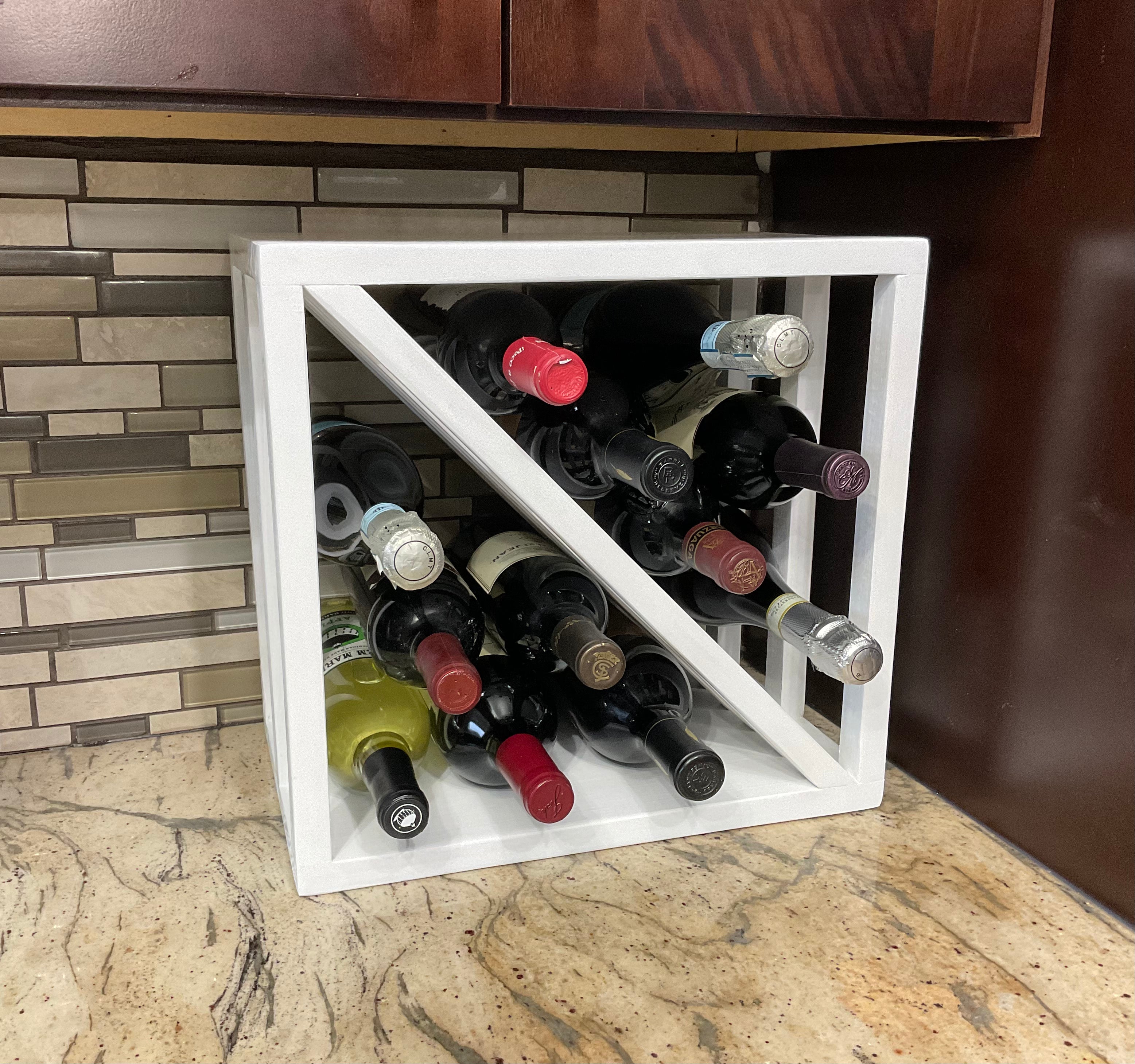 12 Bottle wine storage, Stackable wood wine rack, wine cube storage, u