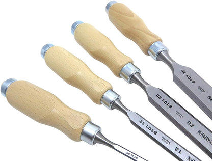 Narex Bevel Edge Chisel Set with Wooden Handles, Set of 4 pcs