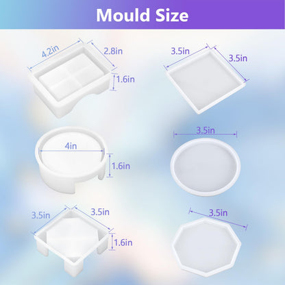 18 Pieces Thicken Resin Coaster Molds, Upgrade Coaster Molds for Epoxy Resin, Coaster Resin Mold with Storage Box Mold for DIY Art Craft Cup Mats