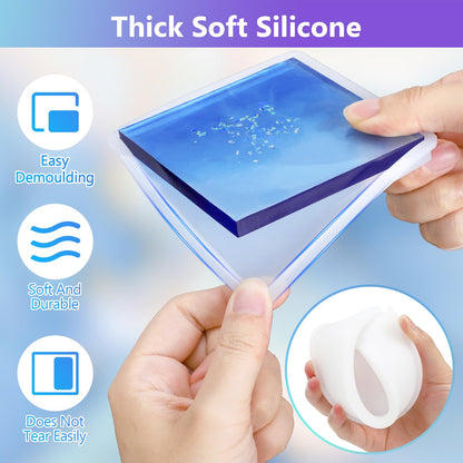 18 Pieces Thicken Resin Coaster Molds, Upgrade Coaster Molds for Epoxy Resin, Coaster Resin Mold with Storage Box Mold for DIY Art Craft Cup Mats