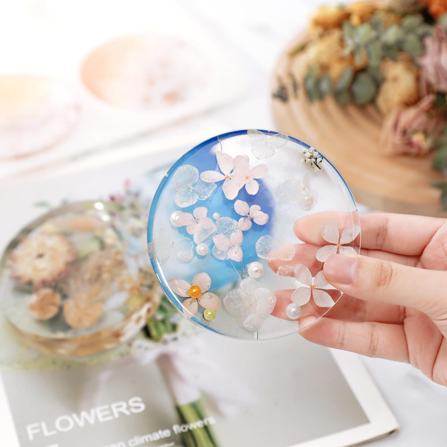 18 Pieces Thicken Resin Coaster Molds, Upgrade Coaster Molds for Epoxy Resin, Coaster Resin Mold with Storage Box Mold for DIY Art Craft Cup Mats