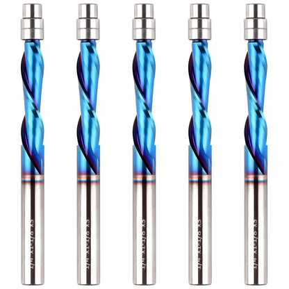 Up Down Compression Spiral Flush Trim Router Bit, 1/4 Inch Shank Solid Carbide Flush Trim Router Bits CNC Spiral Bit with Nano Coating by EANOSIC