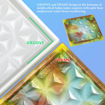 18 Pieces Thicken Resin Coaster Molds, Upgrade Coaster Molds for Epoxy Resin, Coaster Resin Mold with Storage Box Mold for DIY Art Craft Cup Mats