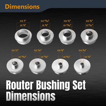 POWERTEC Router Guide, Router Bushing Guide Set, Router Template Guide 10 Pcs w/Storage Case, Fits Porter Cable Style Router Sub Base Plate. Size 5/16" to 1" Router Inlay Kit for Woodworking (71051K)