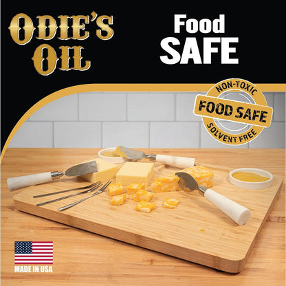 Odie's Oil • Universal Finish for Wood • Leather • Plastic • Vinyl • Metal and More • 9 Ounce Glass Jar • Food Safe and Solvent Free Non Toxic Finish