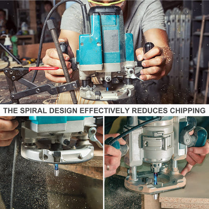 Up Down Compression Spiral Flush Trim Router Bit, 1/4 Inch Shank Solid Carbide Flush Trim Router Bits CNC Spiral Bit with Nano Coating by EANOSIC