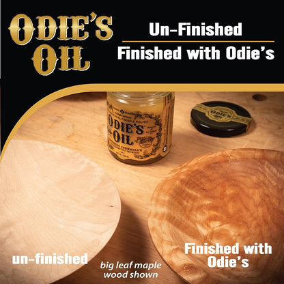 Odie's Oil • Universal Finish for Wood • Leather • Plastic • Vinyl • Metal and More • 9 Ounce Glass Jar • Food Safe and Solvent Free Non Toxic Finish