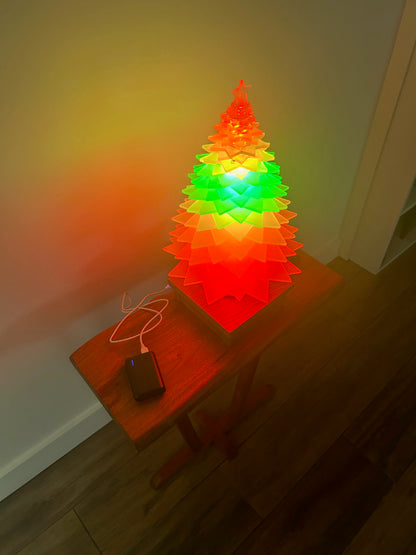 Unique LED Christmas Tree – Acrylic Light Show, Music Sync, Remote Controlled, Xmas color changing tree, table top Christmas tree
