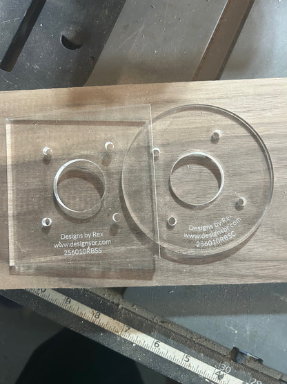 Acrylic Router Base Plates for Milwaukee M18 FUEL Palm Router – 3 Shapes, 3 Sizes 1/4" or 3/8" thickness available