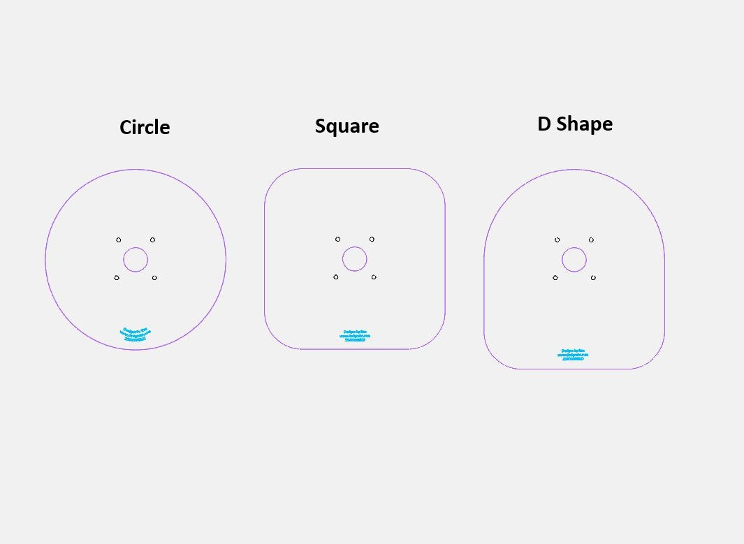 Acrylic Router Base Plates for Milwaukee M18 FUEL Palm Router – 3 Shapes, 3 Sizes 1/4" or 3/8" thickness available