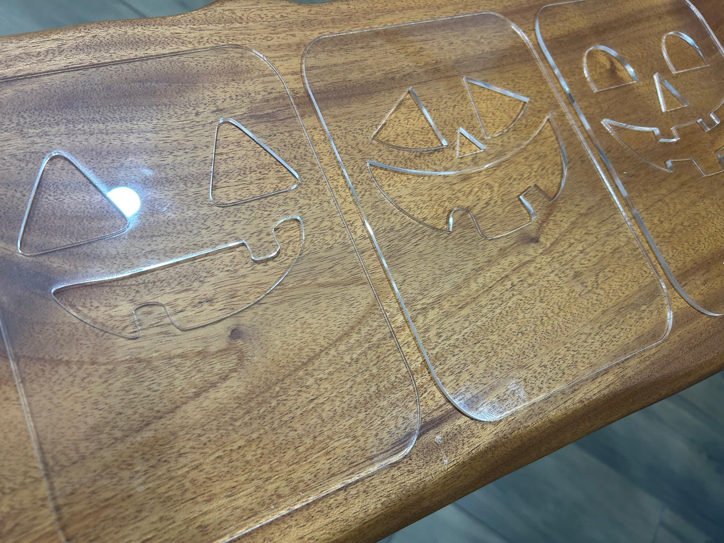 Halloween Lantern Router Templates (3 Pack) made from 1/4" Cast Acrylic Halloween Jack-O-Lanterns | To Make Lanterns without CNC or Laser