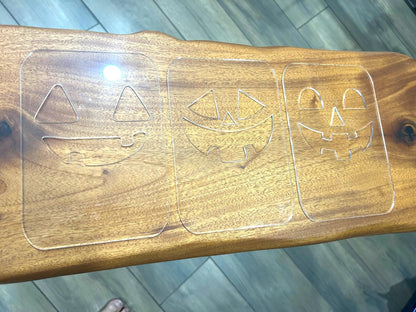 Halloween Lantern Router Templates (3 Pack) made from 1/4" Cast Acrylic Halloween Jack-O-Lanterns | To Make Lanterns without CNC or Laser