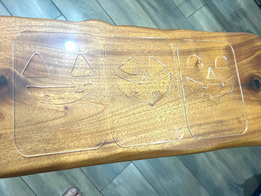 Halloween Lantern Router Templates (3 Pack) made from 1/4" Cast Acrylic Halloween Jack-O-Lanterns | To Make Lanterns without CNC or Laser