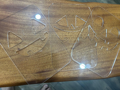 Halloween Lantern Router Templates (3 Pack) made from 1/4" Cast Acrylic Halloween Jack-O-Lanterns | To Make Lanterns without CNC or Laser