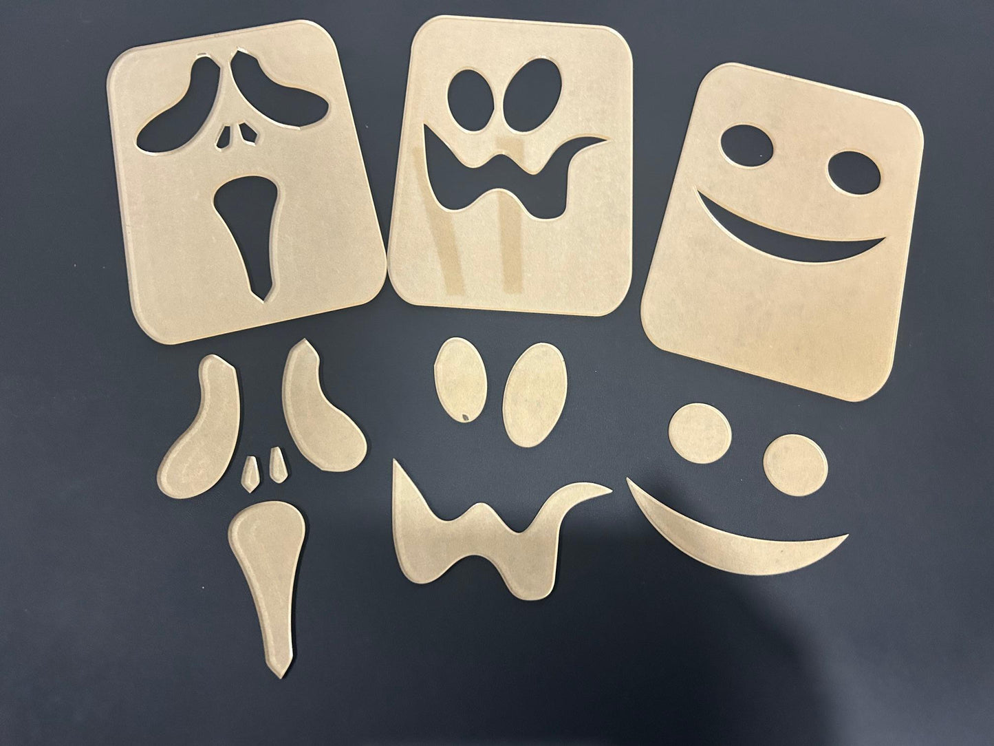 3 Pack Halloween Lantern Router Templates made from 1/4" Cast Acrylic Halloween Jack-O-Lanterns | To Make Lanterns without CNC or Laser