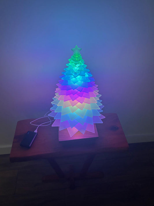 Unique LED Christmas Tree – Acrylic Light Show, Music Sync, Remote Controlled, Xmas color changing tree, table top Christmas tree