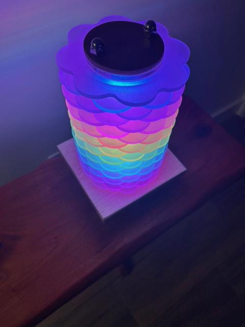 Led Tower Lamp, Desk lamp, Table lamp, Scallop Tower lamp, wooden remote pc lamp,  acrylic led lightning