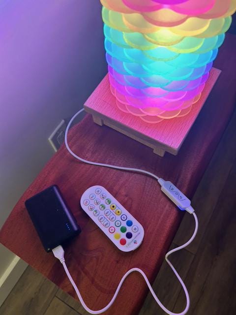 Led Tower Lamp, Desk lamp, Table lamp, Scallop Tower lamp, wooden remote pc lamp,  acrylic led lightning