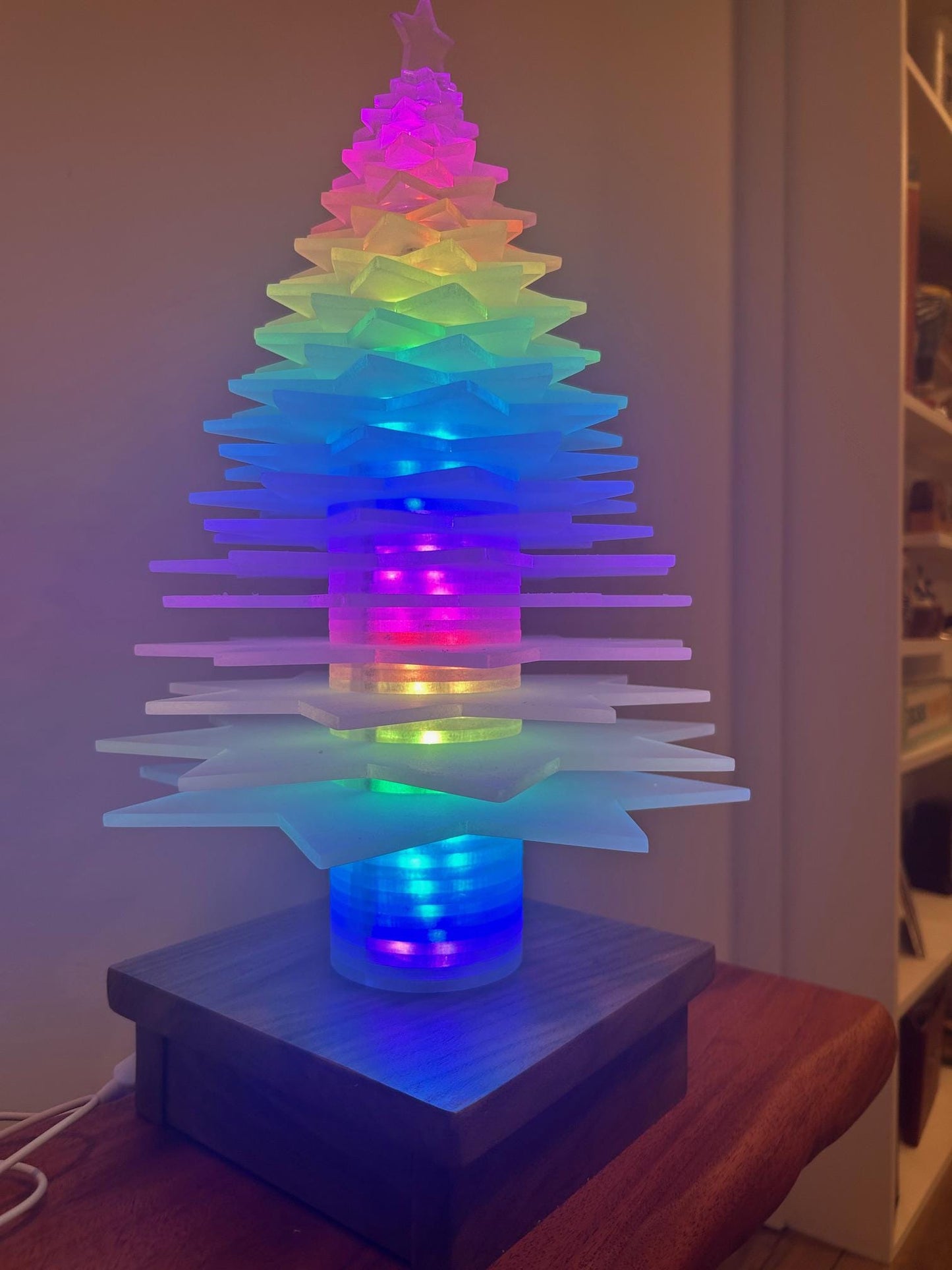 Unique LED Christmas Tree – Acrylic Light Show, Music Sync, Remote Controlled, Xmas color changing tree, table top Christmas tree