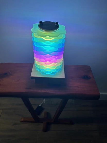 Led Tower Lamp, Desk lamp, Table lamp, Scallop Tower lamp, wooden remote pc lamp,  acrylic led lightning