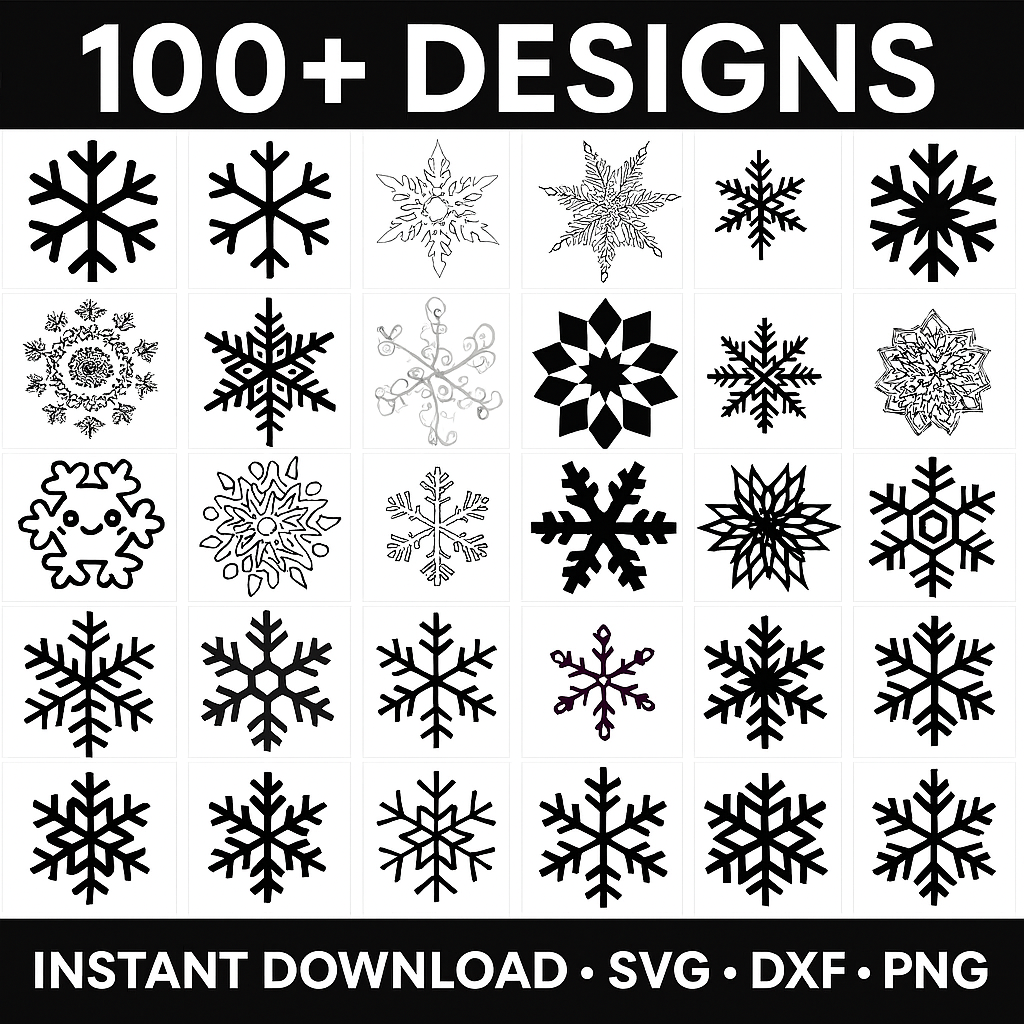 Snowflake SVG Mega Bundle – 100+ Designs Perfect for Cricut, Silhouette, Laser Cutting &amp; More ❄️