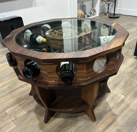 Luxury Wine Table, Wine Tasting Table Unique Wine Coffee Table with Storage