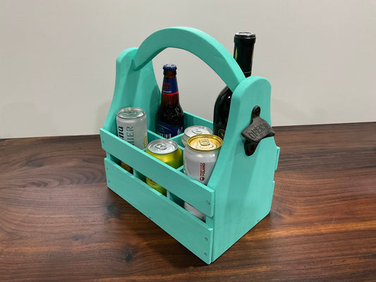 Deluxe bottle caddy, 6 bottle caddy with bottle opener, bbq wood caddy Personalized wood beer caddy, Beer caddy, wine caddy, condiment caddy