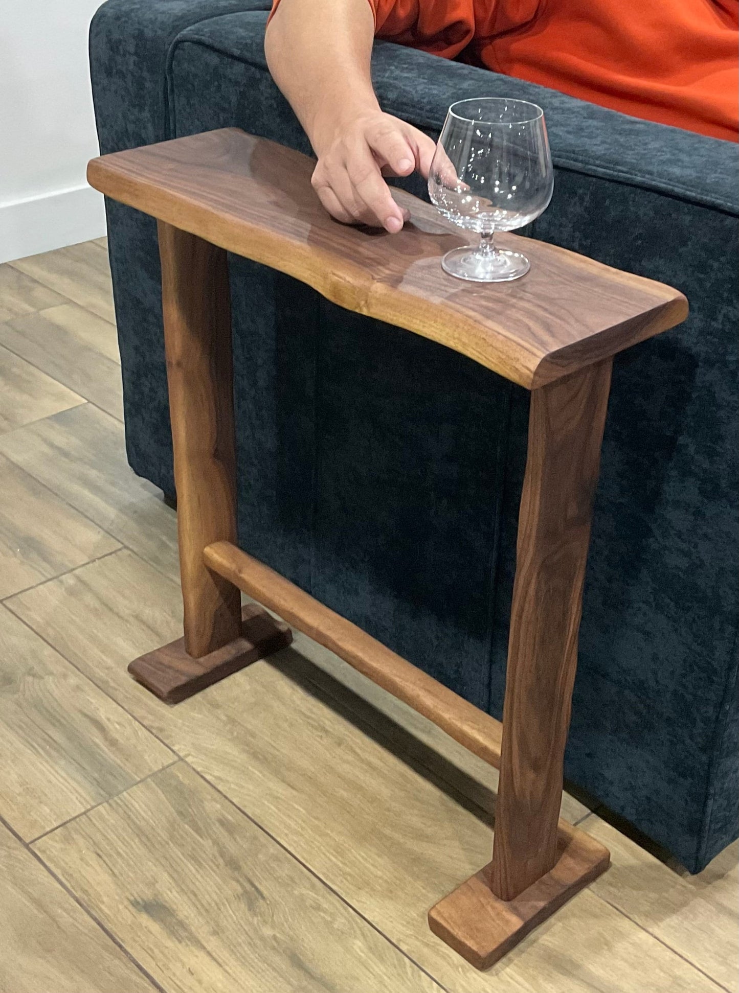 Unique end table, walnut end table, live edge side table, sofa table, walnut accent table, live edge end table, hand carved end table