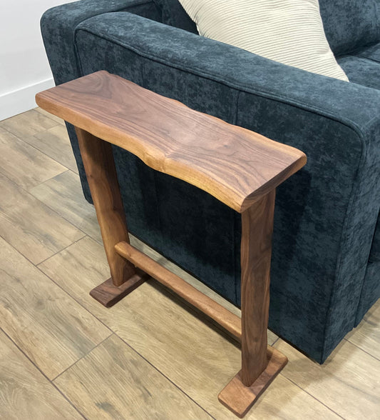 Unique end table, walnut end table, live edge side table, sofa table, walnut accent table, live edge end table, hand carved end table