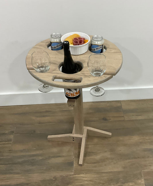 Beer and wine caddy table, table to go, beach table, travel table, outdoor/indoor beer and wine table