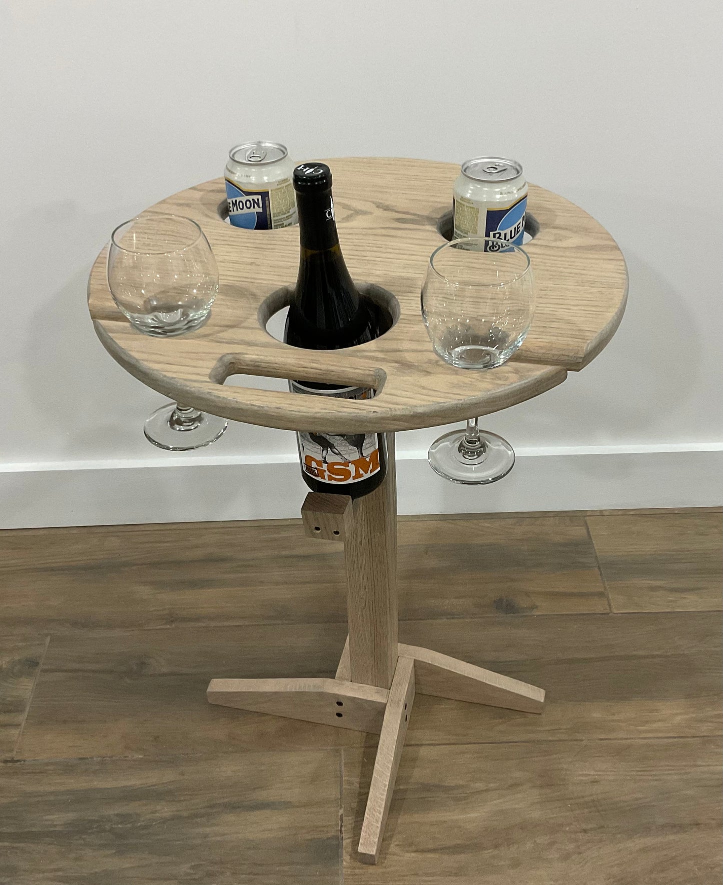 Beer and wine caddy table, table to go, beach table, travel table, outdoor/indoor beer and wine table