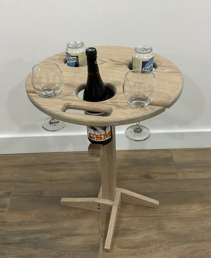 Beer and wine caddy table, table to go, beach table, travel table, outdoor/indoor beer and wine table
