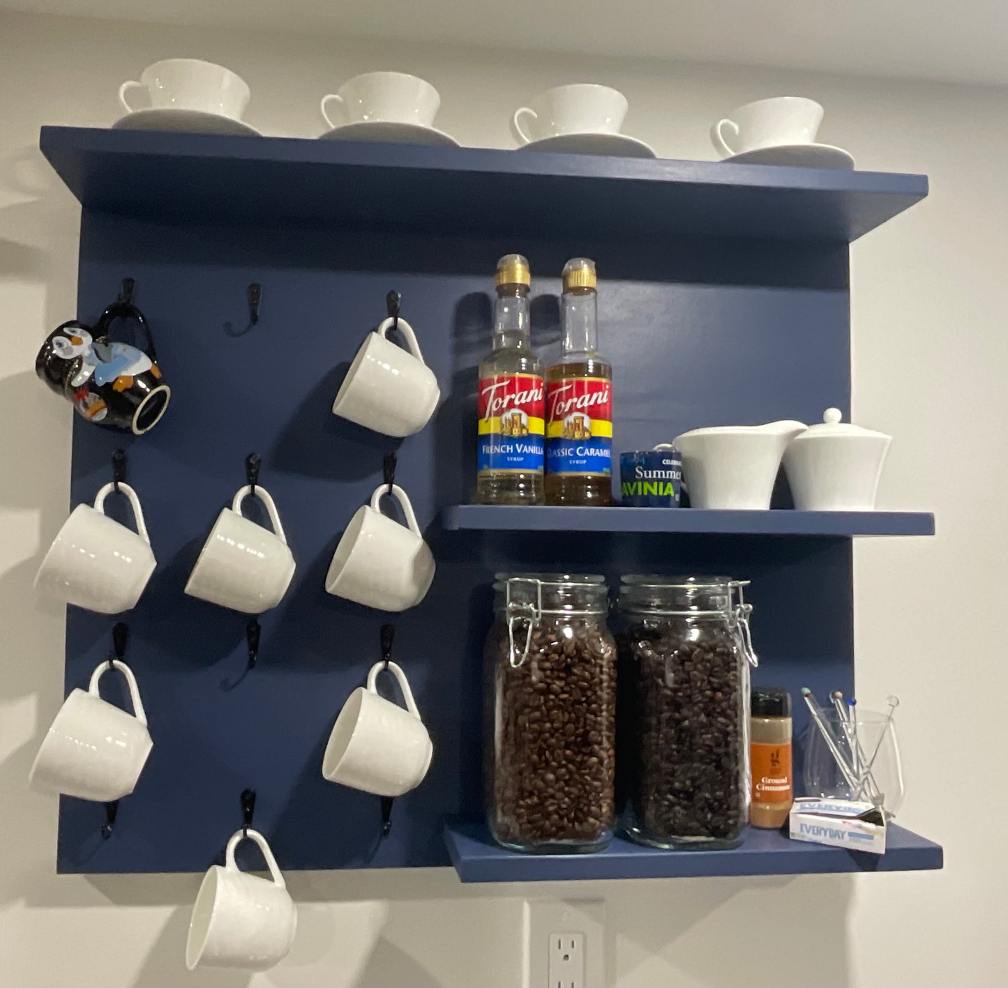 Coffee shelf, Multiple Coffee Cup Holder, Kitchen Shelf, Kitchen Coffee Rack, Coffee Display
