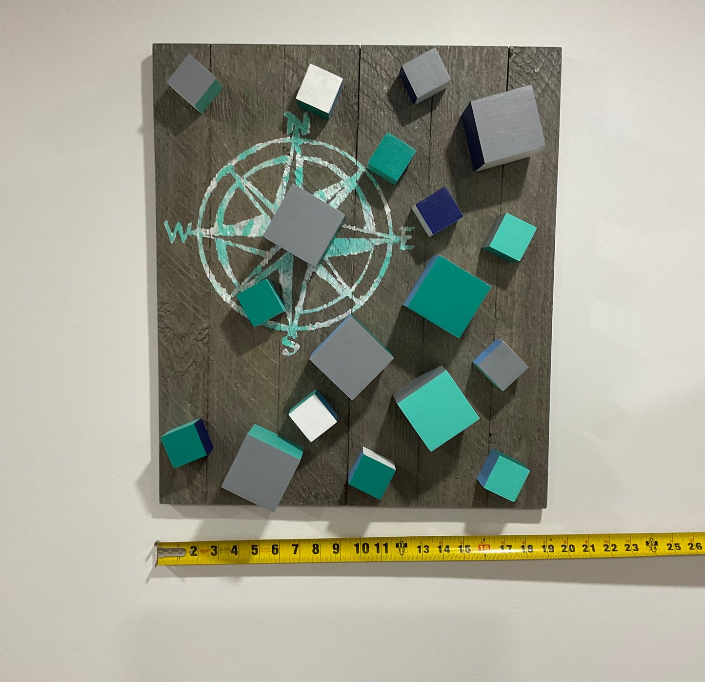 3D wood cube wall art, Nautical wall art, unique wall art, nautical wall decor