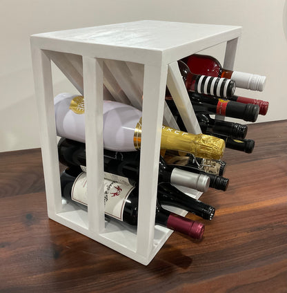 12 Bottle wine storage, Stackable wood wine rack, wine cube storage, unique wine storage